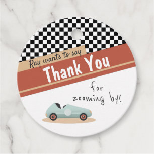 Twee Fast Car-thema Unieke gele rode, zwarte Invit Bedankjes Labels