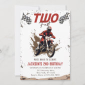 Twee Fast Dirt Bike Adventure 2e Verjaardagsfeest Kaart (Voorkant)