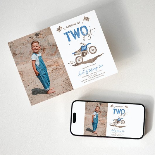 TWEE Fast Dirt Bike Verjaardag uitnodiging