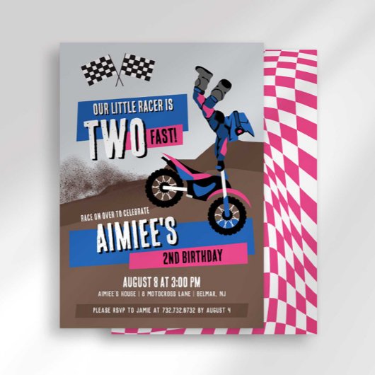 Twee Fast Dirt Bike Verjaardag uitnodiging
