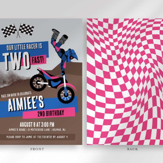 Twee Fast Dirt Bike Verjaardag uitnodiging