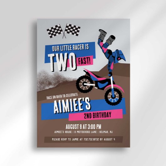 Twee Fast Dirt Bike Verjaardag uitnodiging