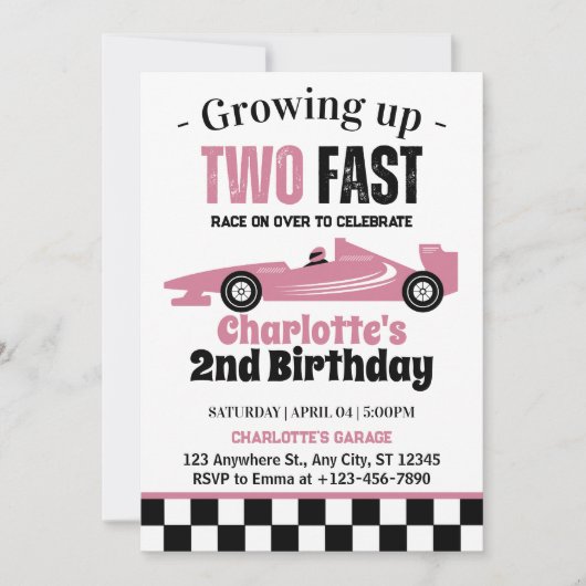 Twee Fast Girl 2e verjaardag Kaart (Voorkant)