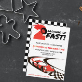 Twee Fast Party Race Car 2e Verjaardagsfeest Kaart