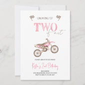 TWEE Fast Pink Dirt Bike Verjaardag uitnodiging (Voorkant)