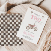 TWEE Fast Pink Dirt Bike Verjaardag uitnodiging
