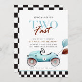 TWEE Fast Race Car 2e verjaardag Blue boy Kaart (Voorkant / Achterkant)