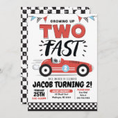 Twee Fast Race Car 2e verjaardag Uitnodiging (Voorkant / Achterkant)