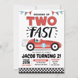 Twee Fast Race Car 2e verjaardag Uitnodiging