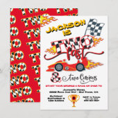 Twee Fast Race Car 2e verjaardag Uitnodiging (Voorkant / Achterkant)