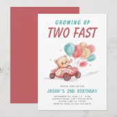 Twee Fast Race Car 2e verjaardag Uitnodiging (Voorkant / Achterkant)