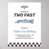 Twee Fast Race Car 2nd Boy's Birthday Welkom Poster (Voorkant)