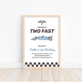 Twee Fast Race Car 2nd Boy's Birthday Welkom Poster