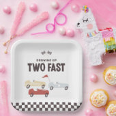 Twee Fast Race Car Birthday Party Papieren Bordje (Feest)