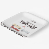 Twee Fast Race Car Birthday Party Papieren Bordje (Gebogen)