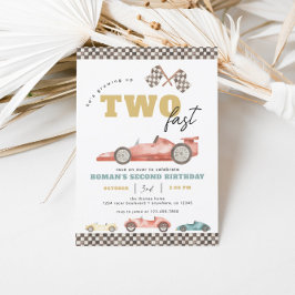 Twee Fast Race Car Birthday Party-uitnodigingen Kaart