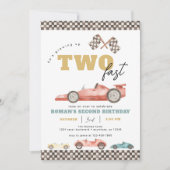 Twee Fast Race Car Birthday Party-uitnodigingen Kaart (Voorkant)