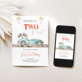 Twee Fast Race Car Birthday-uitnodigingen Kaart