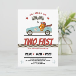 Twee Fast Race Car Birthday-uitnodigingen Kaart