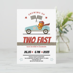 Twee Fast Race Car Birthday-uitnodigingen Kaart