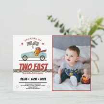 Twee Fast Race Car Birthday-uitnodigingen met foto