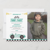 Twee Fast Race Car Boy 2e verjaardag Foto Kaart (Voorkant)