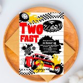 Twee Fast Race Car Boy 2e verjaardag Invitat Kaart