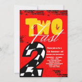 Twee Fast Race Car Boy 2e verjaardag Uitnodiging (Voorkant)