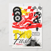 Twee Fast Race Car Boy 2e verjaardag Uitnodiging (Voorkant)