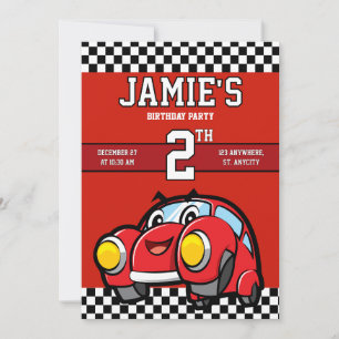 Twee Fast Race Car Boy 2e verjaardag Uitnodiging