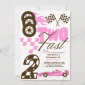 Twee Fast Race Car Boy 2e verjaardag Uitnodiging (Voorkant)