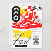 Twee Fast Race Car Boy 2e verjaardag Uitnodiging (Voorkant)