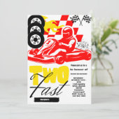Twee Fast Race Car Boy 2e verjaardag Uitnodiging (Staand voorkant)