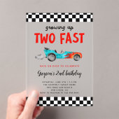 Twee Fast Race Car Boy Birthday Party Acryl Uitnodigingen (Insitu (Draagbaar))
