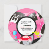 Twee Fast Race Car meisjes 2e verjaardag Party cir Kaart (Voorkant)