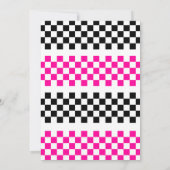 Twee Fast Race Car meisjes 2e Verjaardag Party roz Kaart (Achterkant)