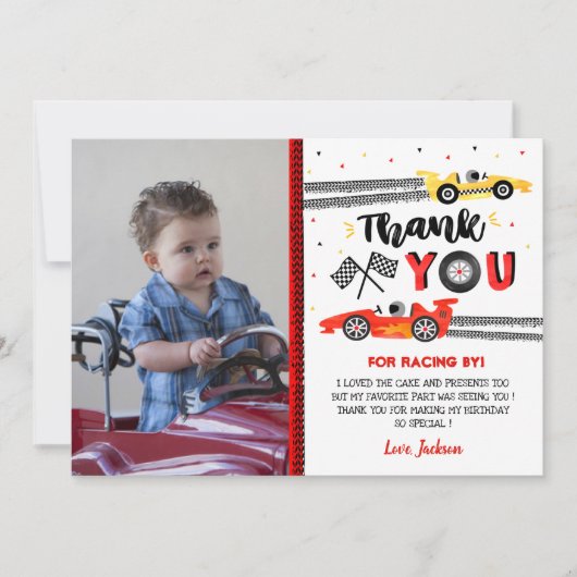 Twee Fast Race Car Racing Birthday - Bedankt voor  Kaart (Voorkant)