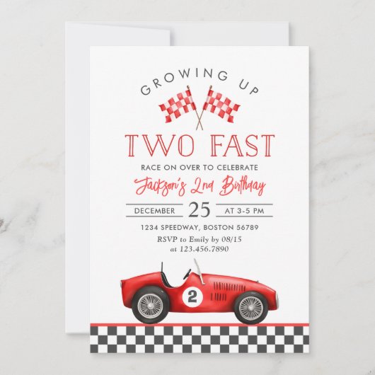 Twee Fast Race Car Racing Boy 2e verjaardag Kaart (Voorkant)