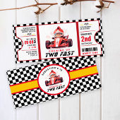 Twee Fast Race Car Ticket Pass Tweede Verjaardag I Kaart