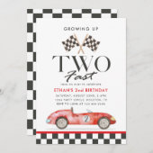 TWEE Fast Race rode auto 2e verjaardag jongen Kaart (Voorkant / Achterkant)