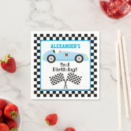 Twee Fast Racecar Blue Racing Boy Birthday Servet
