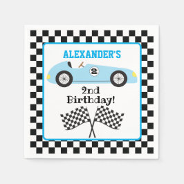 Twee Fast Racecar Blue Racing Boy Birthday Servet