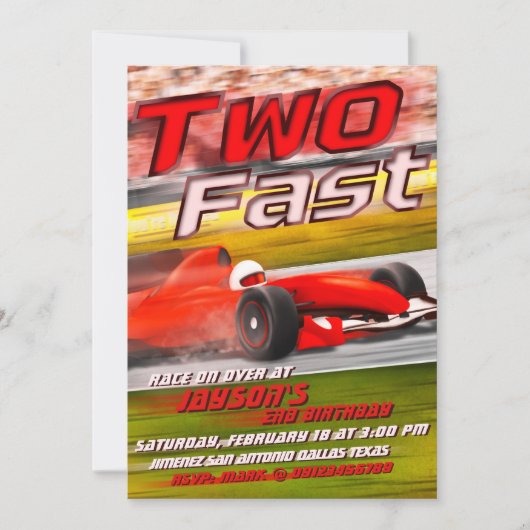 Twee Fast - Racing 2e Verjaardag Kaart (Voorkant)