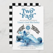 Twee Fast Racing Boy Blue Race Auto Verjaardagsfee Kaart (Voorkant / Achterkant)