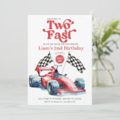 Twee Fast Racing Boy Rode Race Auto Verjaardagsfee Kaart (Staand voorkant)