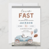 TWEE Fast Racing Car Blue Boy 2e verjaardag Kaart (Voorkant)