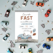 TWEE Fast Racing Car Blue Boy 2e verjaardag Kaart