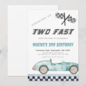 TWEE Fast Racing Car Verjaardagsfeestje Kaart (Voorkant / Achterkant)