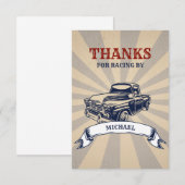 TWEE Fast Second Birthday Theme Boy Cars Bedankkaart (Voorkant / Achterkant)