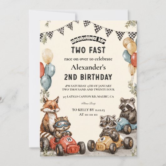 Twee Fast Woodland Dieren 2e Verjaardag Kaart (Voorkant)